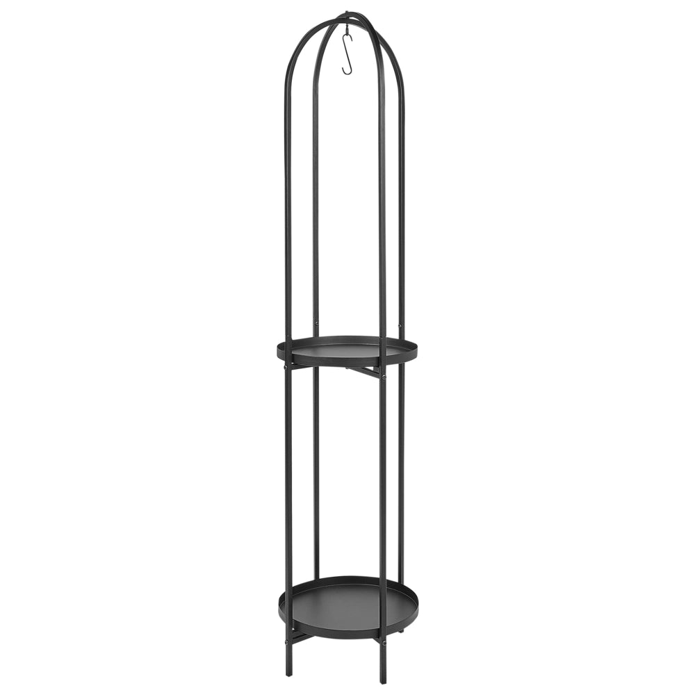 Supporto fioriere per piante rotondo in metallo nero 35 x 160 cm interno esterno