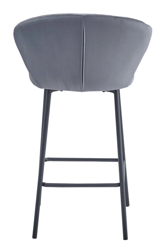 Sgabello da bar Valora GATTA in velluto grigio scuro con gambe nere x4