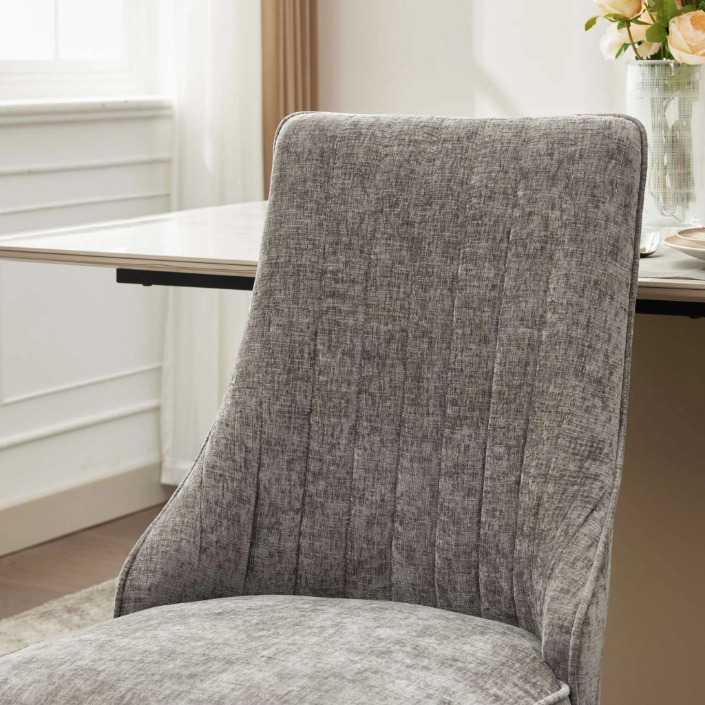 Sedia da pranzo set di 2 in chenille con schienale alto e gambe dorate grigio moderna per sala da pranzo