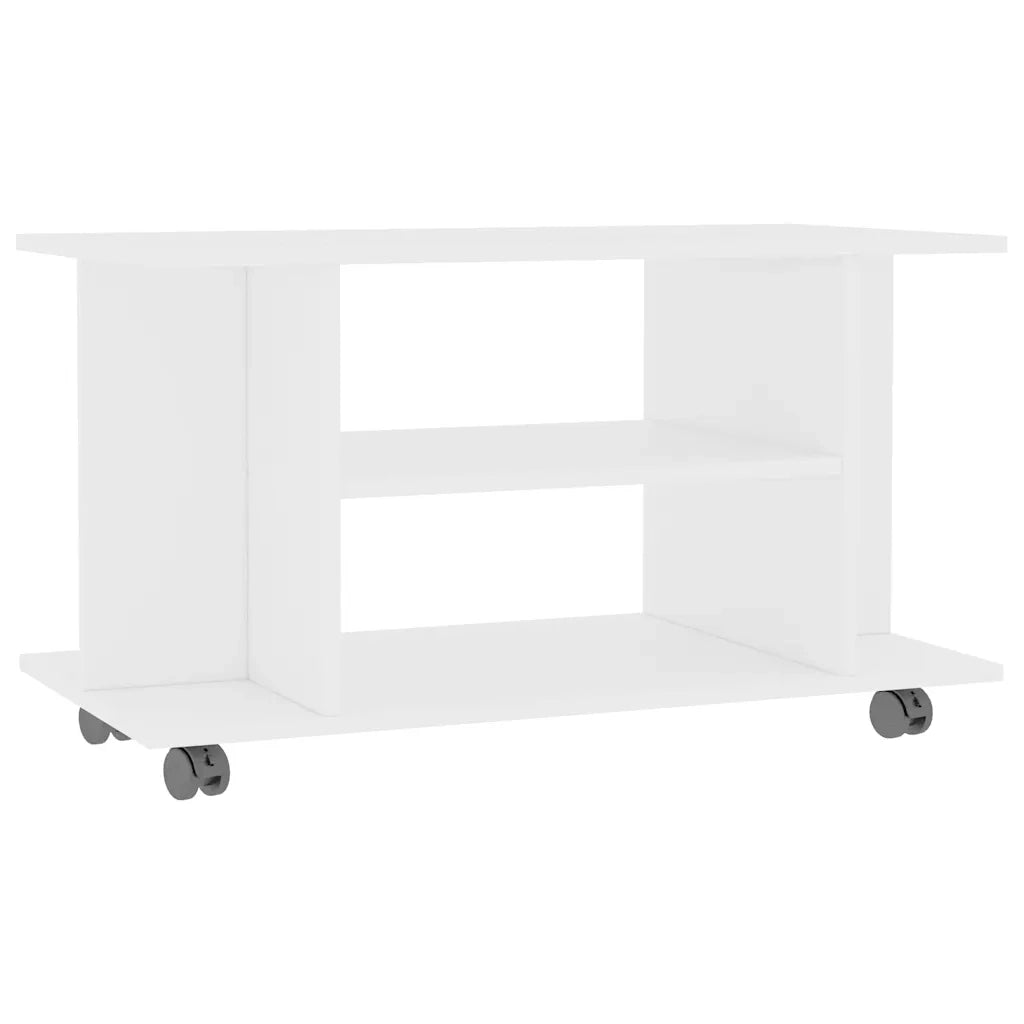Mobile TV con Ruote Bianco 80x40x45 cm in Legno Multistrato 800189