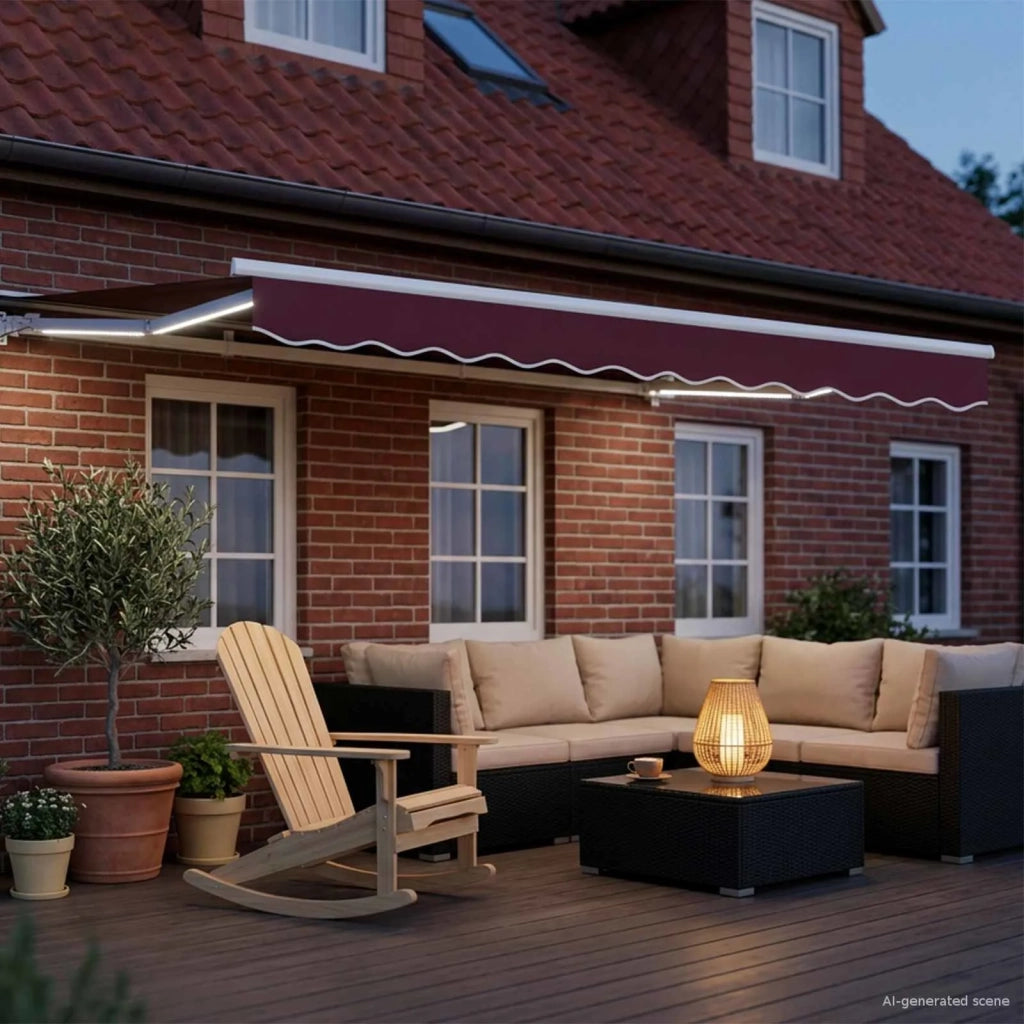 Cornice per Tenda Manuale con LED Borgogna e Bianco 3,5 x 2,5 m 3420596