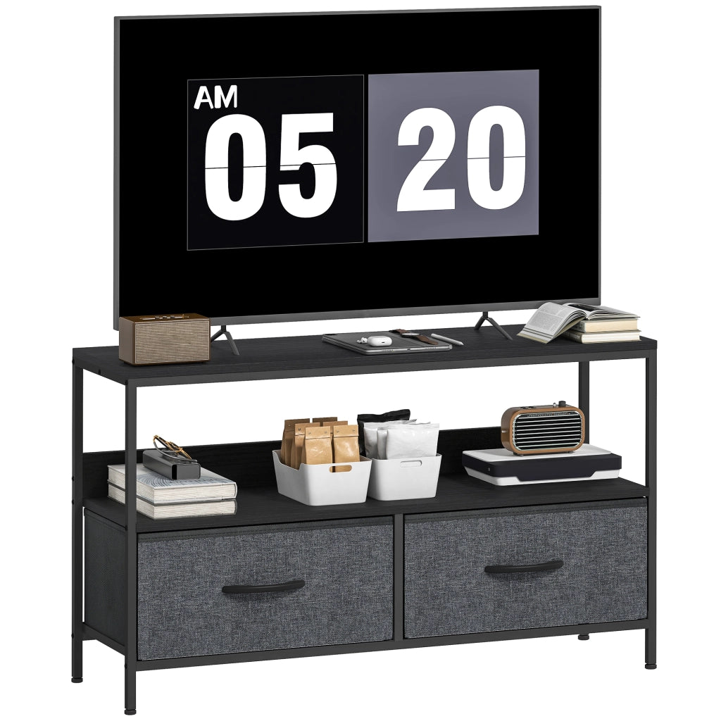 Mobile TV con 2 cassetti ¨C Xylo ¨C grigio scuro, acciaio, 98x29x56 cm, fino a 47 pollici