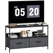 Mobile TV con 2 cassetti ¨C Xylo ¨C grigio scuro, acciaio, 98x29x56 cm, fino a 47 pollici