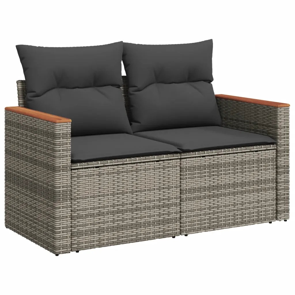 Set Divani da Giardino 7 pz con Cuscini Grigio in Polyrattan 3225801