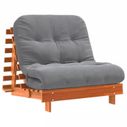 Divano letto | Sof¨¤ letto | Letto singolo Futon con Materasso Marrone Cera 90x206x11cm Pino