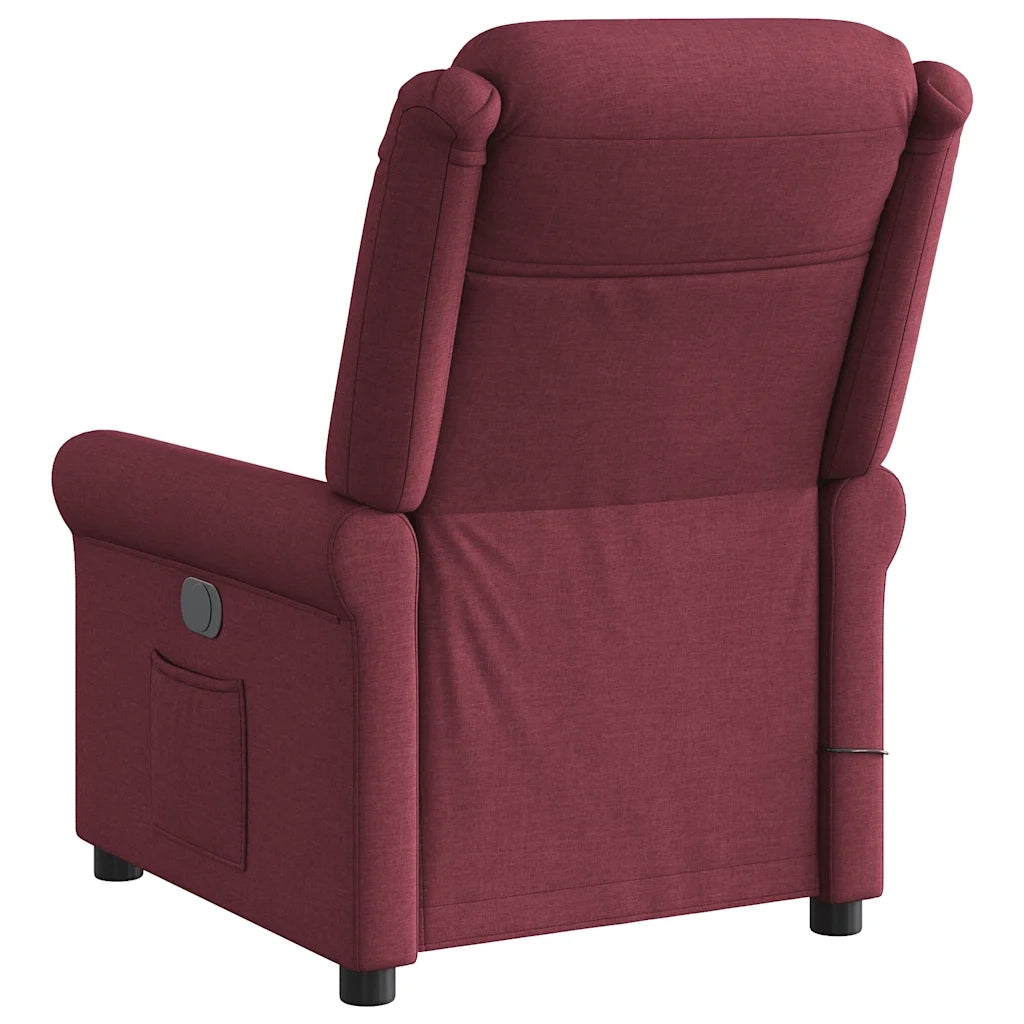 Poltrona Massaggiante | Sedia Relax Reclinabile Elettrica Rosso Vino Tessuto