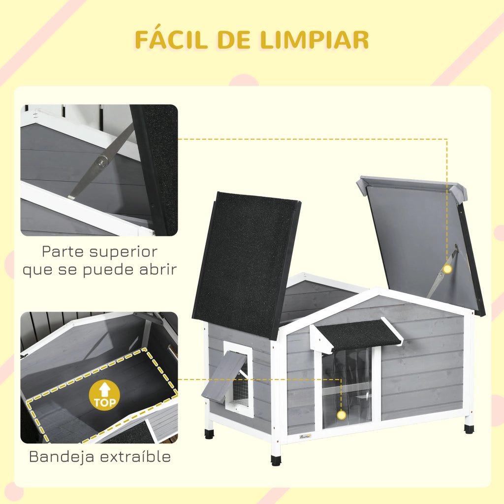 Casetta per Cani in Legno con Tetto e Base ¨C zephmum ¨C Grigio 97x72x65 cm