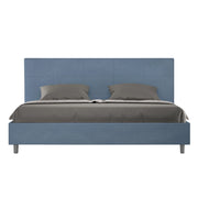 BS COM Letto matrimoniale king size senza rete imbottito 190x200 microfibra blu