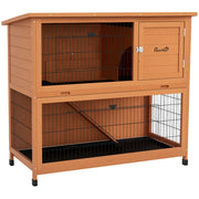 Casetta per Piccoli Animali ¨C Xylo ¨C Legno, 2 Vasche, Resistente alle Intemperie, 123x63x112 cm, Arancione