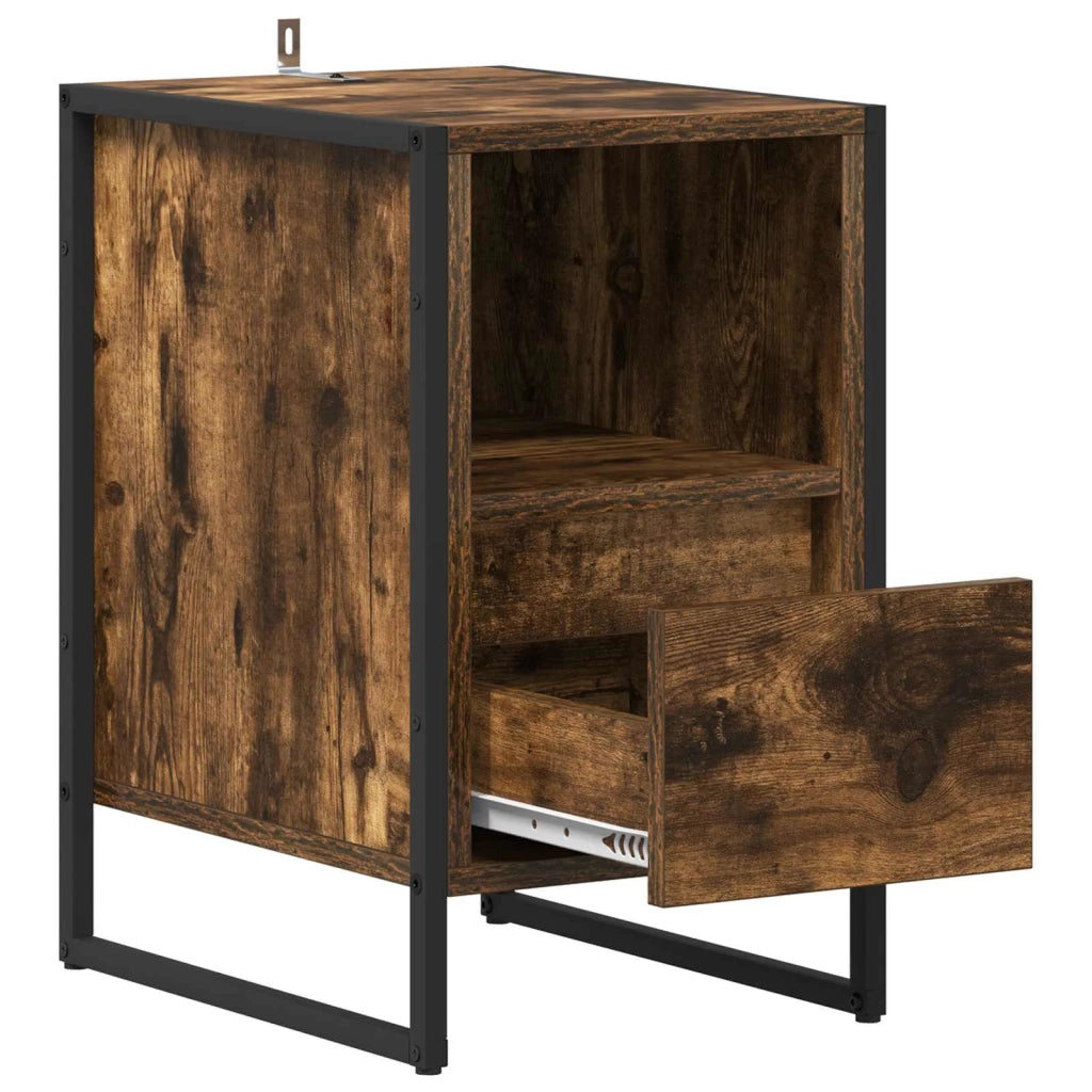 Comodino con cassetto 2 pz-Set di 2 Tavolino da notte Quercia Fumosa 39,5 x 30 x 50 cm