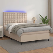 Giroletto Molle Materasso e LED Cappuccino 140x190cm Similpelle