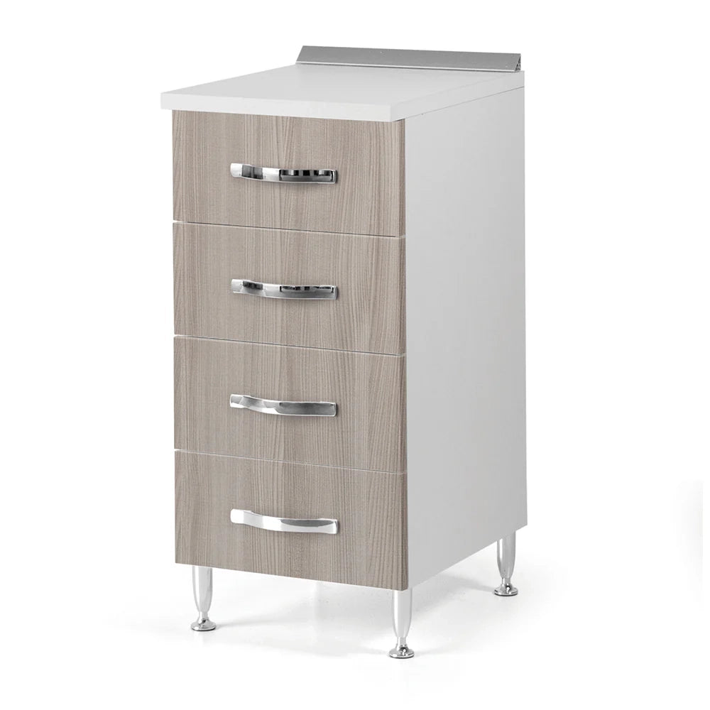Cassettiera per cucina componibile da 40 cm con 4 cassetti, realizzata in legno 100% MADE IN ITALY colore Olmo