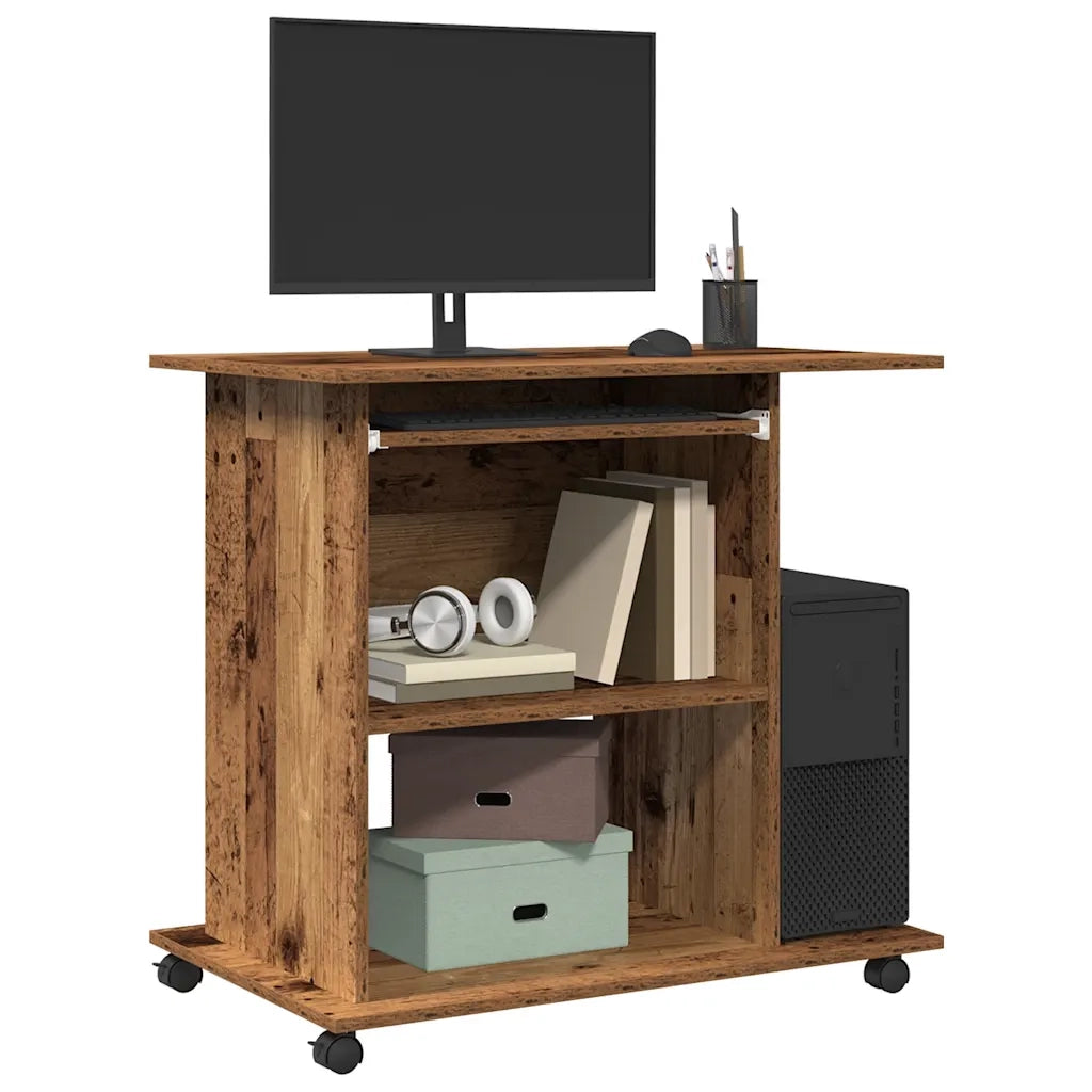 Scrivania da Computer Legno Antico 80x50x75cm Legno Multistrato 856052