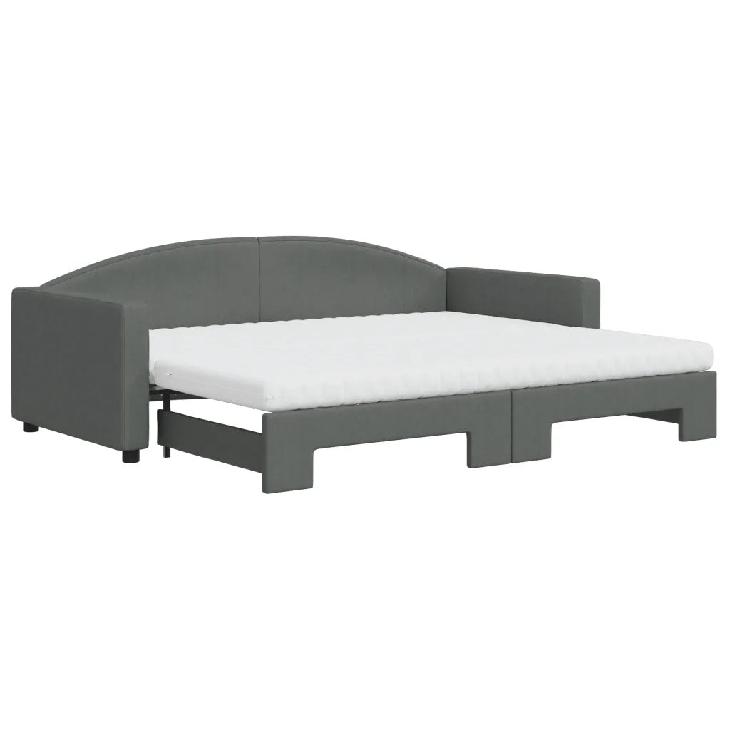 Divano Letto Estraibile Materassi Grigio Scuro 90x200cm Tessuto 3197207