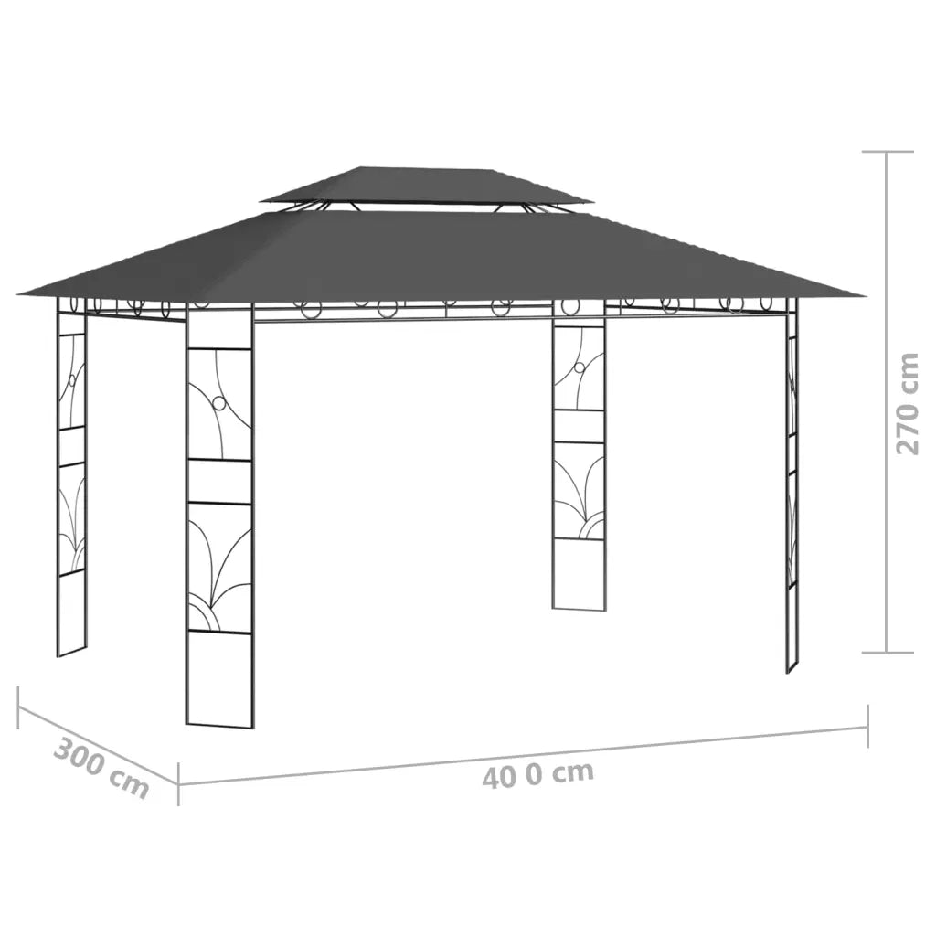 Gazebo | Pergolato 4x3x2,7 m Antracite 160 g/m2