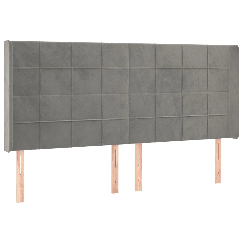 Testiera ad Orecchio Grigio Chiaro 163x16x118/128 cm in Velluto 3119634