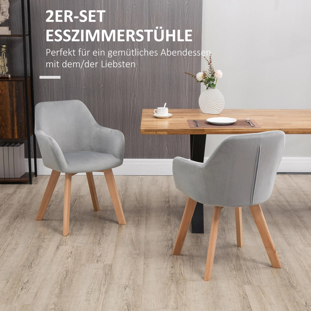 SEDIA da pranzo Set da 2 pezzi con braccioli e schienale 54x57x80 cm Grigio
