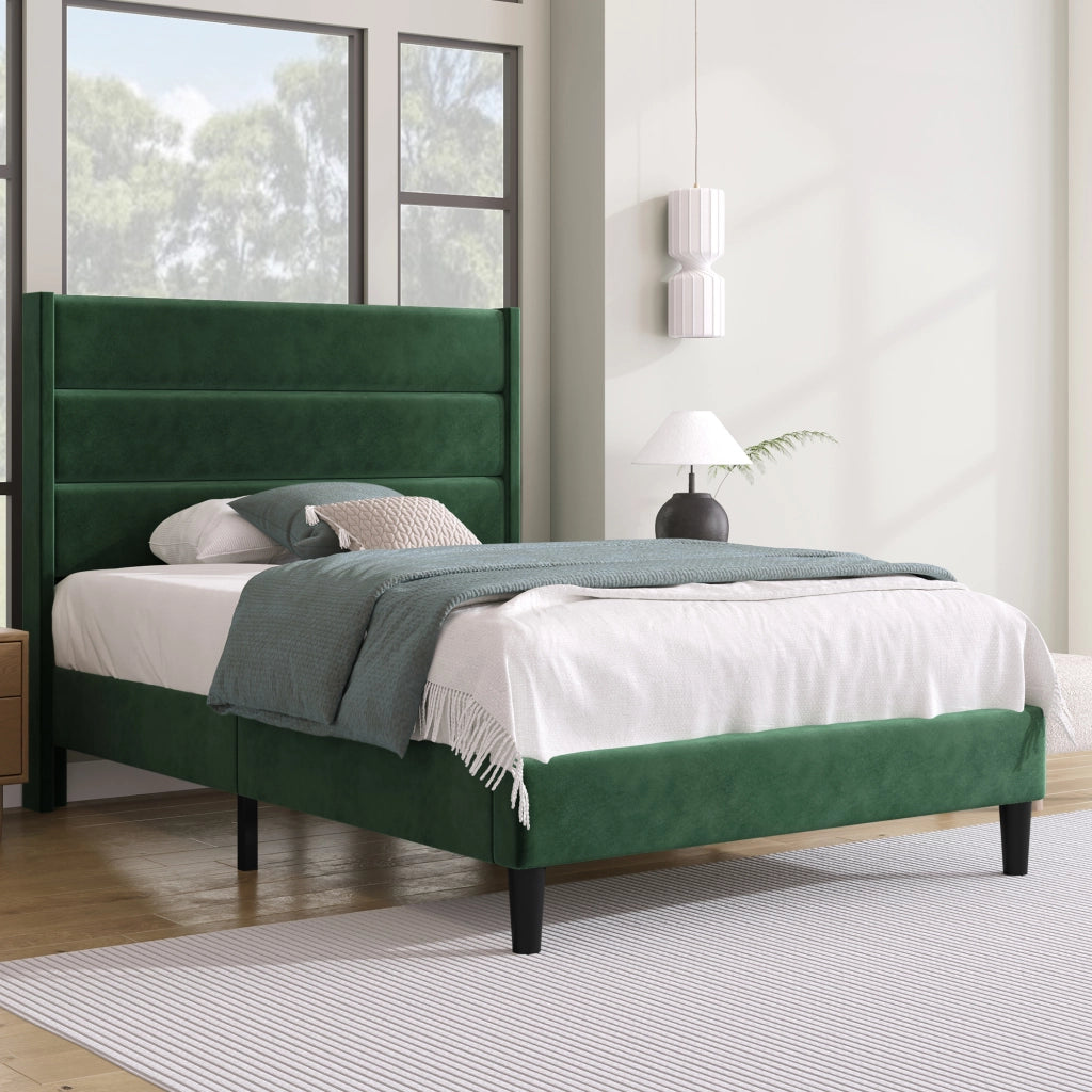 letto imbottito velluto verde 90 x 200 cm