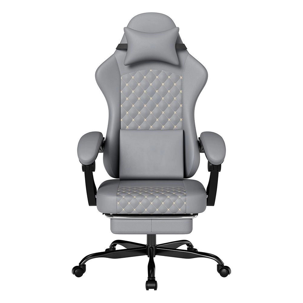 Sedia da gaming in PVC - Xylo - Massaggio e poggiapiedi, capacit¨¤ 150 kg, grigio
