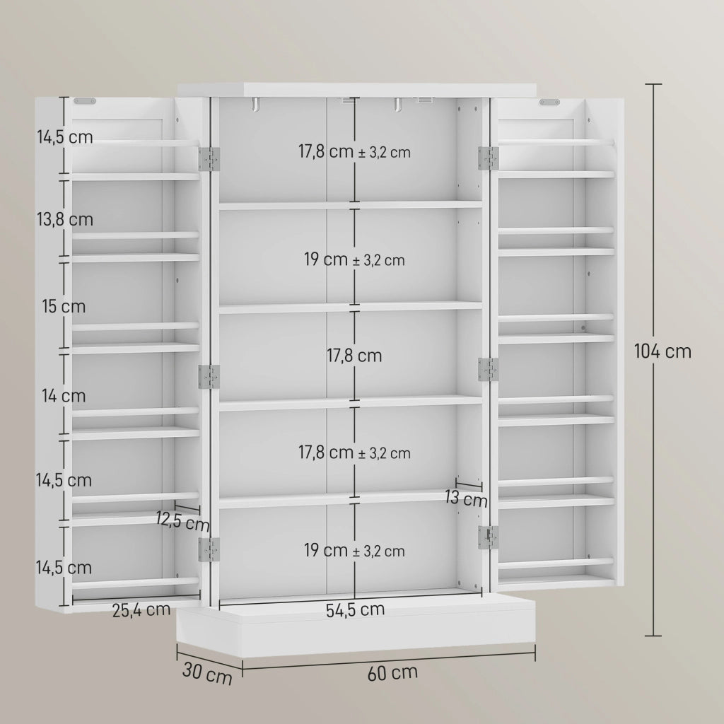 Mobile dispensa cucina con 2 ante 16 ripiani ¨C Xylo ¨C Bianco 60x30x104 cm