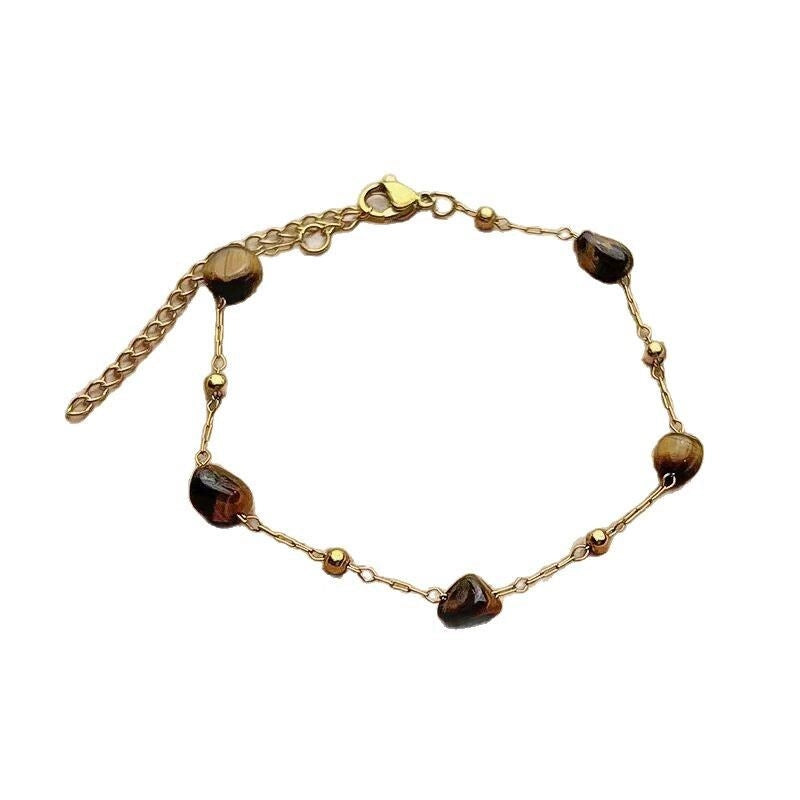 Collana e bracciale vintage fatti a mano con perline di pietra naturale, regalo di Natale o di compleanno.