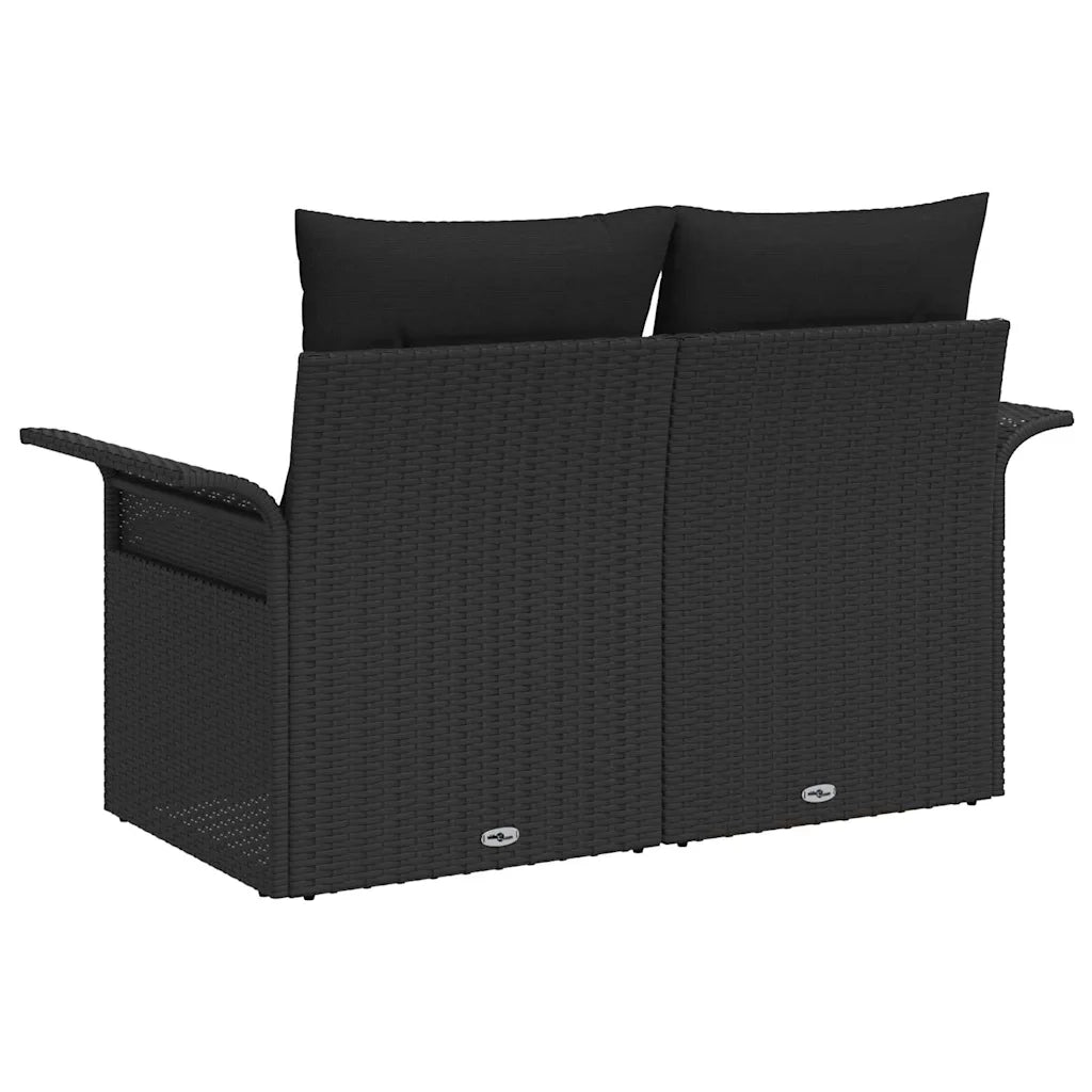 Divano da giardino con cuscino Nero 141 x 62 x 69cm polyrattan 42006711