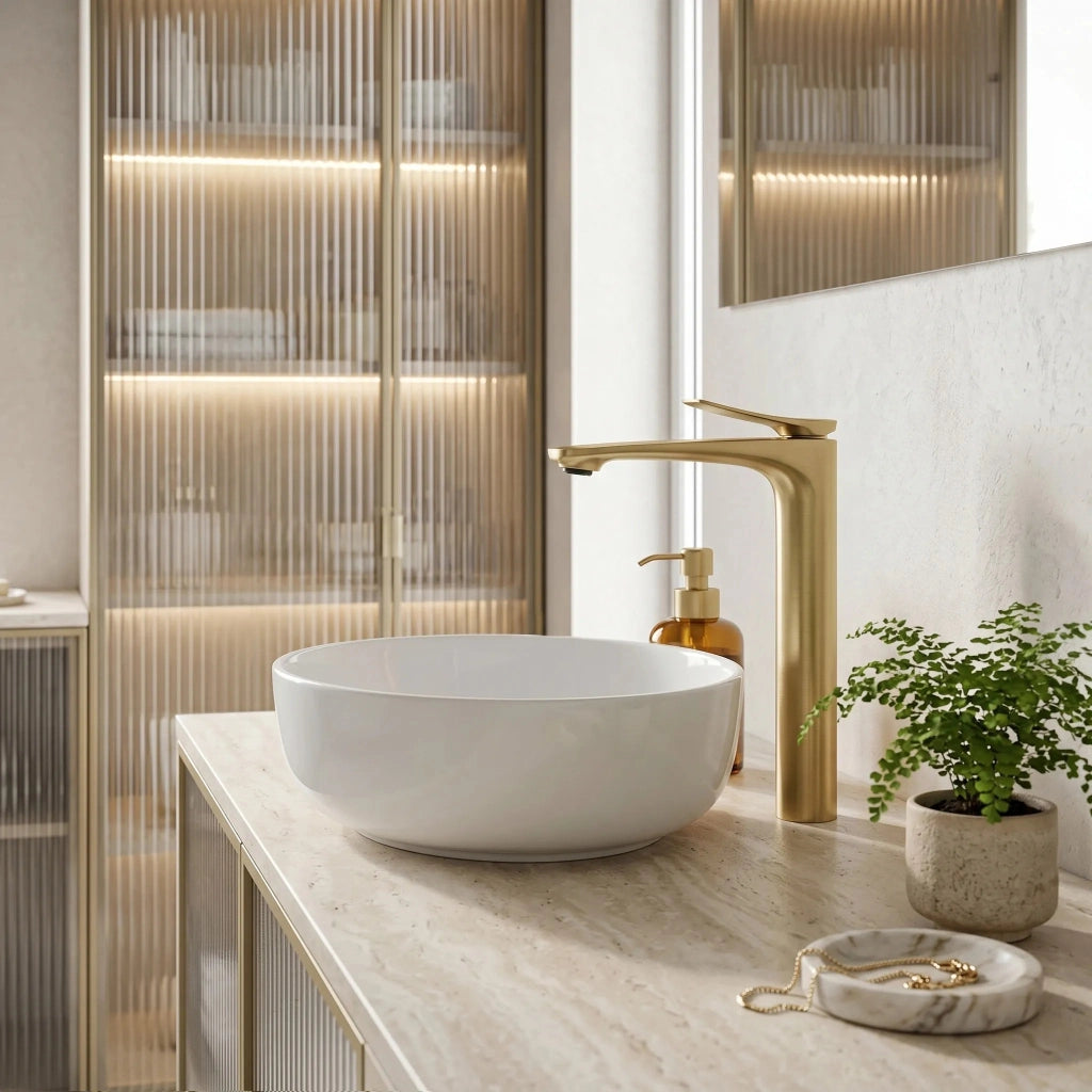 Rubinetto Da Lavabo Premium Rea Vision Brush Gold High