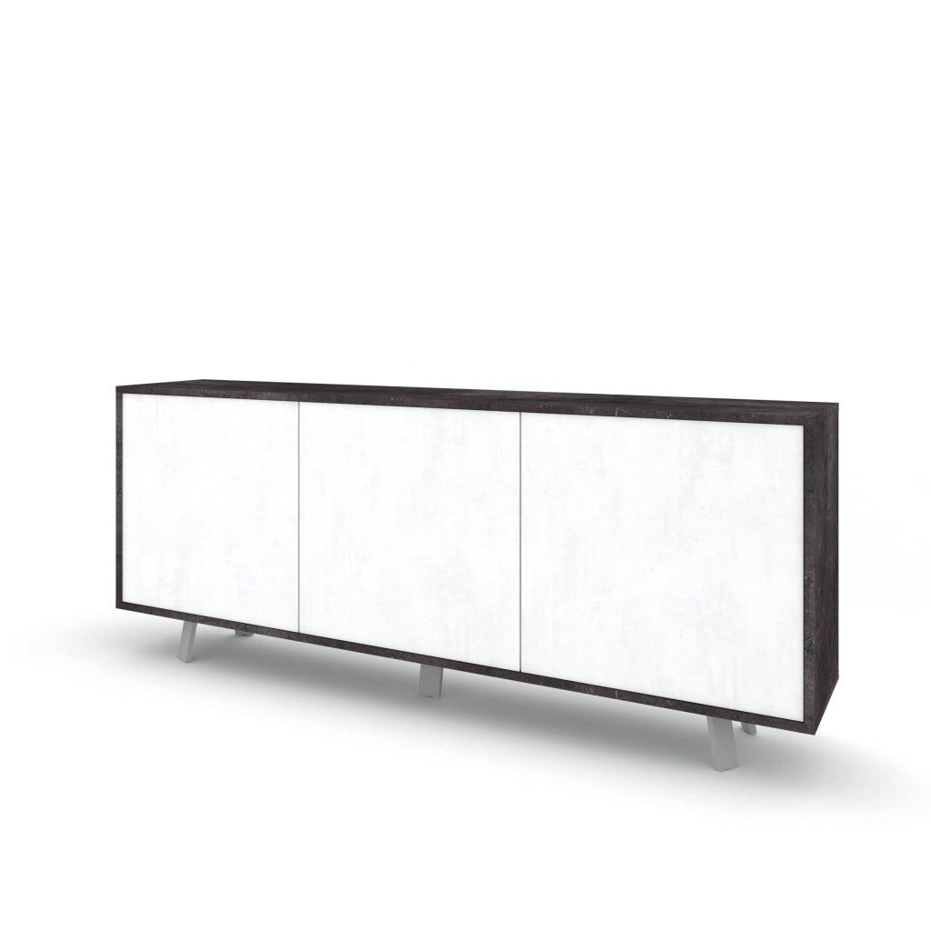 Buffet 3 ante VELBRUK nero pietra/bianco pietra