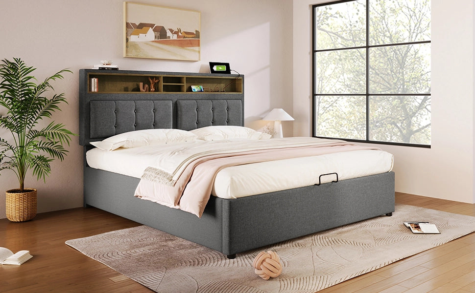 letto imbottito lino grigio 160x200 cm