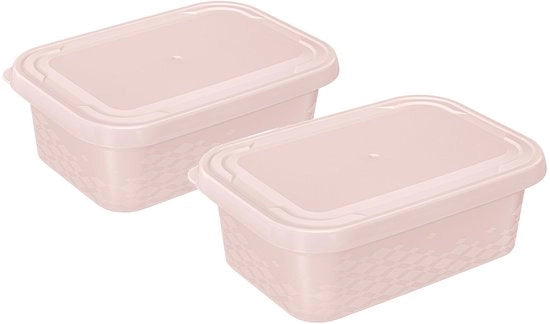 Set di contenitori per alimenti essenziale per la casa, plastica BPA gratuita, rosa, 2 pezzi