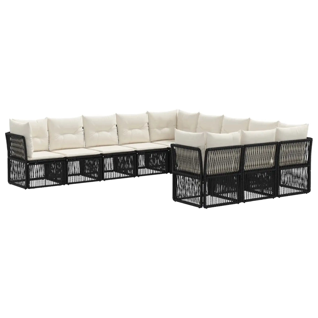 Set Divano da Giardino 11 pz Nero polyrattan 3434392