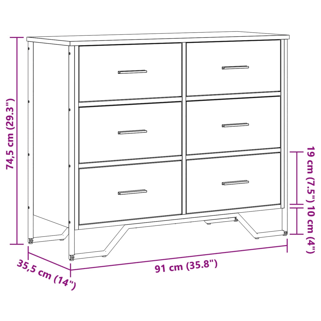 Cassettiera Rovere Sonoma 91x35,5x74,5 cm in Truciolato CFW3267149