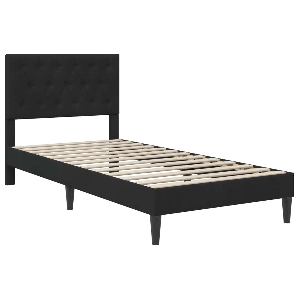 Letto singolo | Letto per adulti | Struttura letto con materasso Nero 80 x 200 cm Velluto