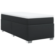Letto singolo | Letto per adulti | Giroletto a Molle con Materasso Nero 80x200 cm in Similpelle