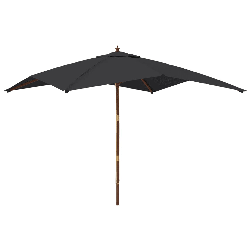 Ombrellone da Giardino-Ombrello da Balcone con Palo in Legno Nero 300x300x273 cm