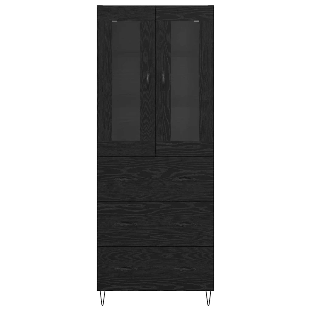 Credenza-Buffet-Armadio da cucina Rovere Nero 69,5 x 34 x 180 cm Legno multistrato 458787