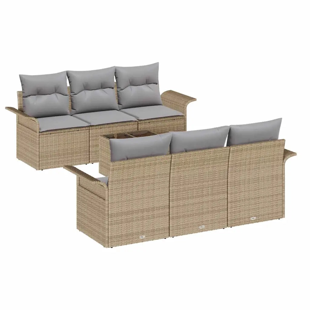 Set Divano da Giardino 7 pcs Beige e grigio polyrattan 3353919