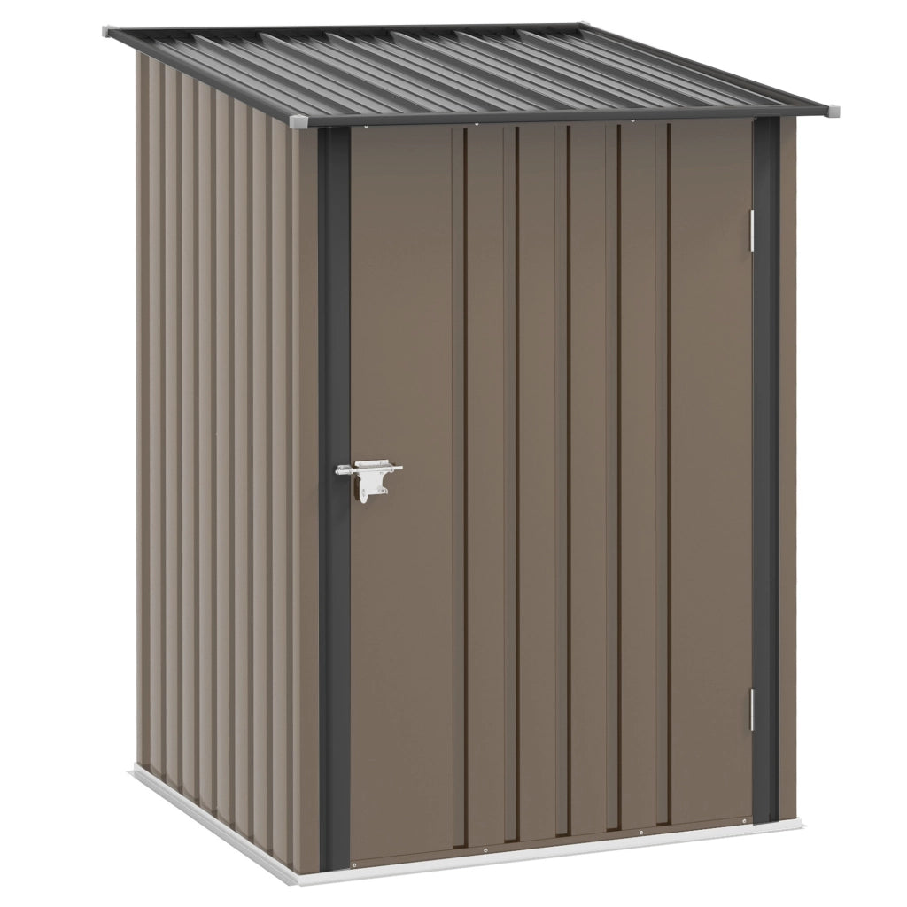 Capanno da giardino in acciaio; capanno da giardino da 0;92 m2 con tetto monopendio; mobile da giardino chiudibile a chiave; capanno da giardino per balcone; terrazza; 100 x 103 x 160 cm; marrone