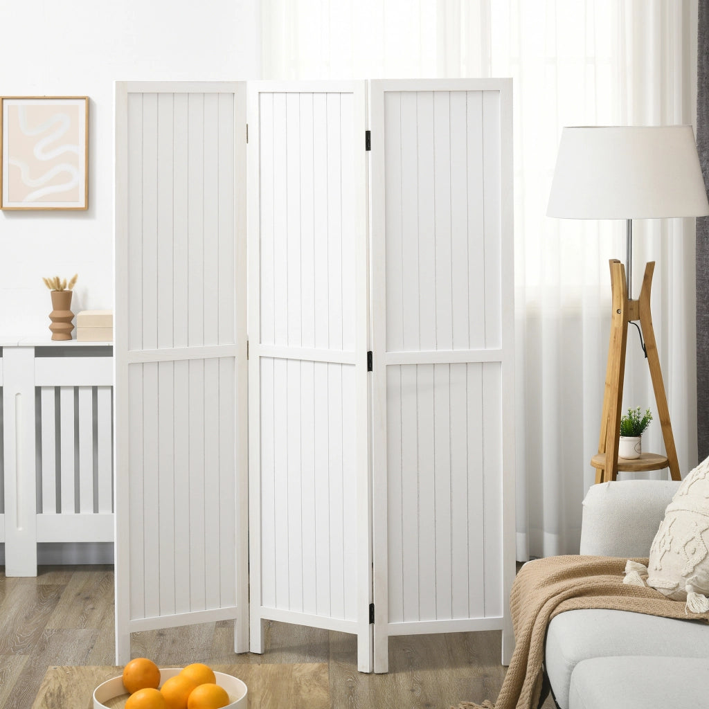 Paravento separatore 3 pannelli legno pieghevole - Xylo - bianco 120x170 cm
