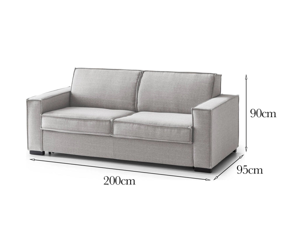 Divano fisso Abernathy, Divano a 3 posti, Made in Italy, Sofà\  Soggiorno in tessuto, con Braccioli slim, cm 200x95h90, Grigio