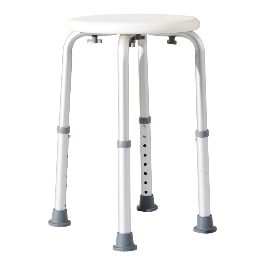 Sgabello da Doccia Girevole ¨C Xylo ¨C Alluminio Regolabile 8 Livelli Antiscivolo Bianco