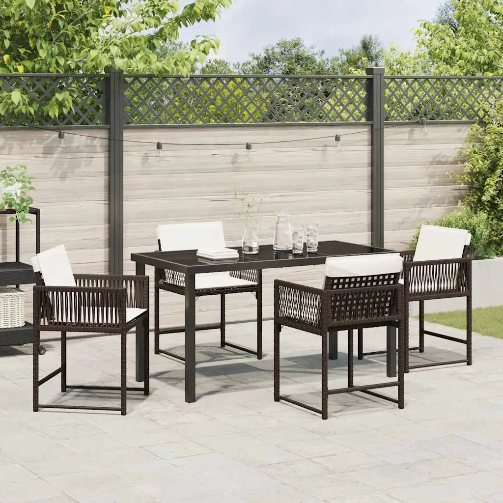 Set da Pranzo per Giardino 5 pz | Set Salotto da Giardino Marrone polyrattan