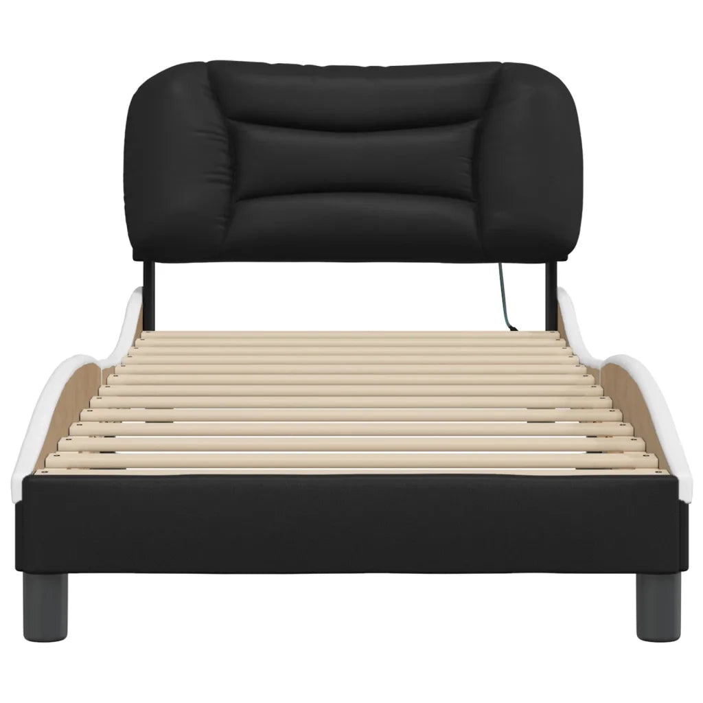 Giroletto con LED senza Materasso-Struttura Letto Hvar Nero e Bianco 90x200 cm