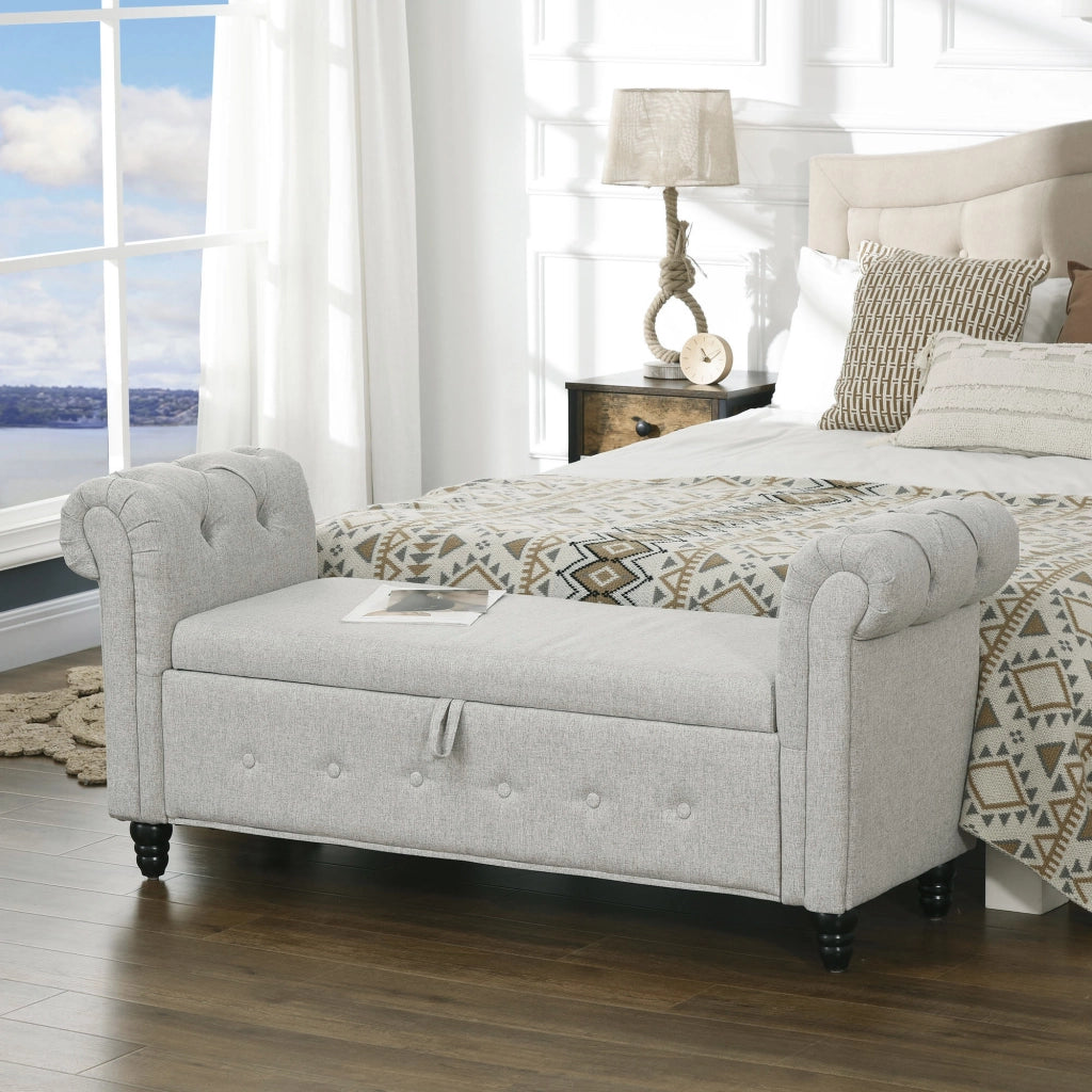 Divano 2 posti in tessuto con cassetti e piedi in legno ¨C Minimal ¨C Grigio 146.5x49x72
