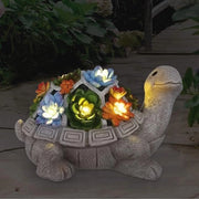 Decorazione di Giardino con Energia Solare, Schildpad con Lampade LED e Piantine Grassicce – Carina Figura di Giardino per Esterno e Interno