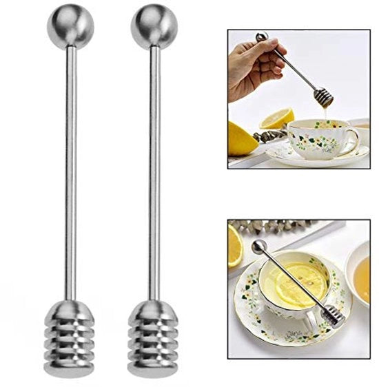 Set di 2 spatole in acciaio inossidabile per miele, set di spatole per miele e sirop