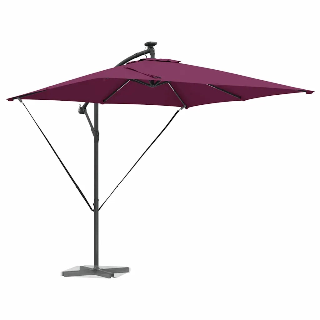 Ombrellone con strisce LED Rosso Bordeaux 249 x 249 x 250 cm 42003405