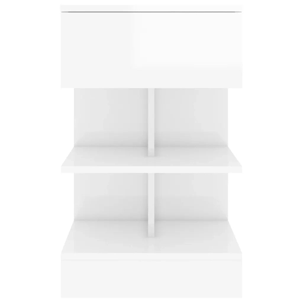 Comodino-Tavolino da notte Bianco Lucido 40x35x65 cm in Truciolato