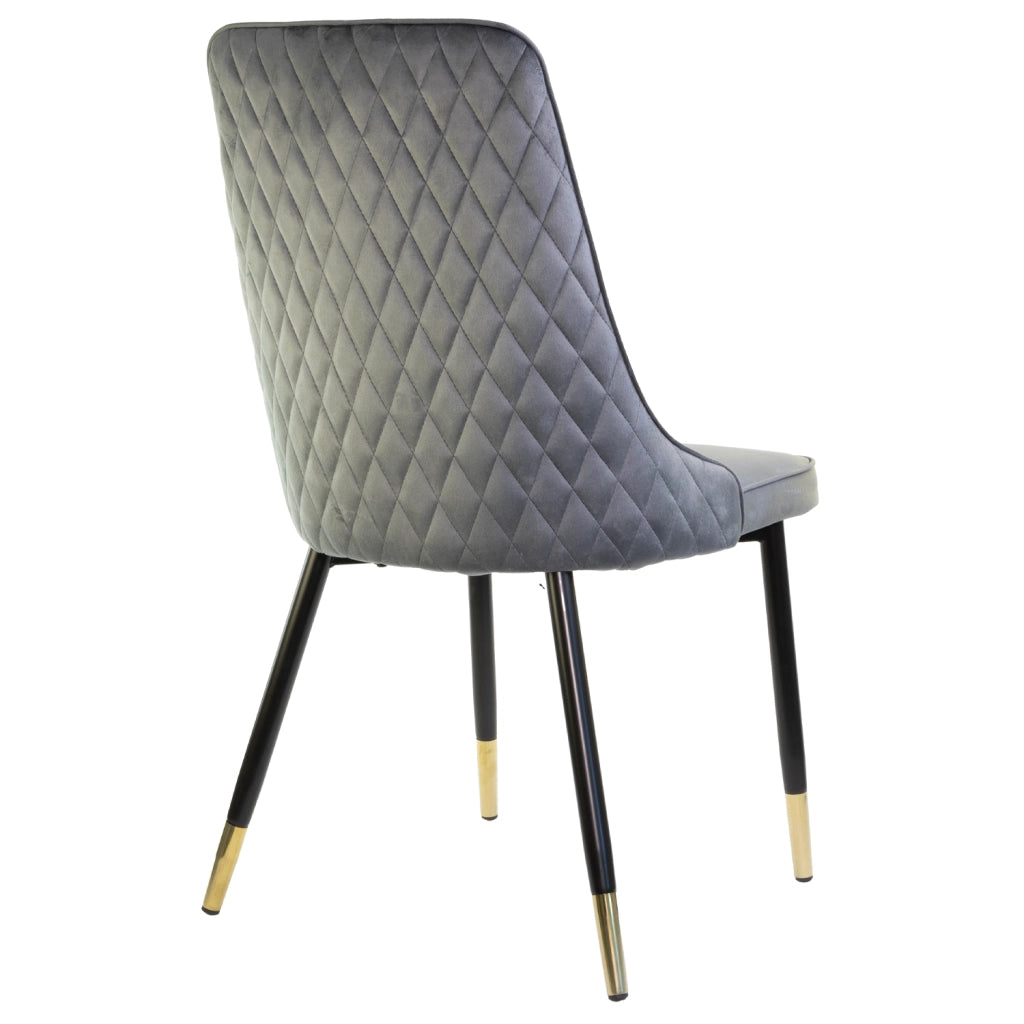 Sedia SAINT TROPEZ con Struttura in Metallo Nero e Oro Seduta Imbottita in Velluto, Poltroncina di D 2 X S.TROPEZ GRIGIO