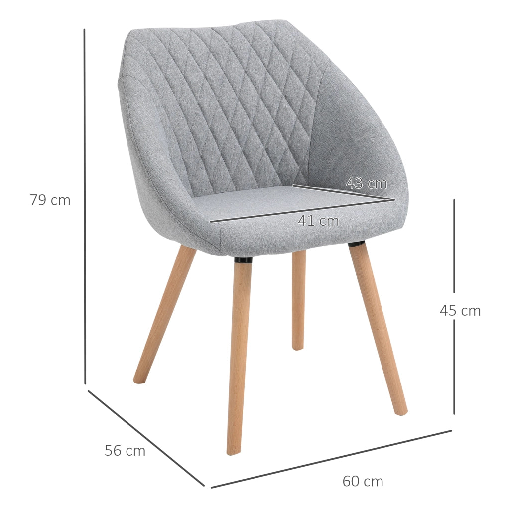 Set 2 Sedie da Pranzo Design Scandinavo ¨C Xylo ¨C Gambe Legno Faggio, Seduta Schienale Braccioli Lino Grigio
